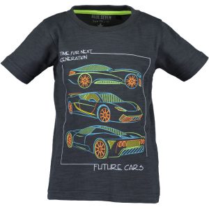 Blue Seven jongens shirt future cars antraciet