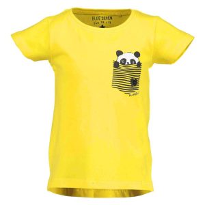 Blue Seven geel meisjes shirt Fun Panda met korte mouw