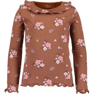 Blue Seven meisjes ribshirt gebloemd met lange mouw