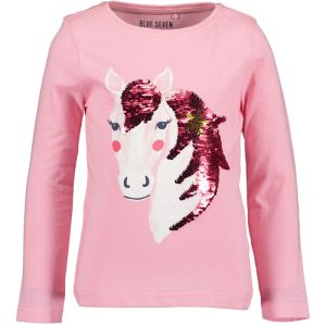 Blue Seven meisjesshirt Horses met lange mouw roze