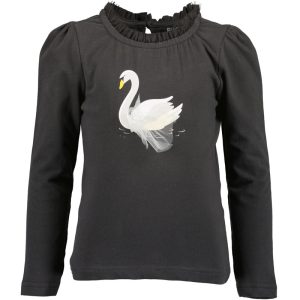 Blue Seven meisjes shirt Swan antraciet