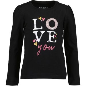Blue Seven meisjes t-shirt Hearts zwart