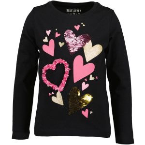 Blue Seven meisjes shirt Hearts met lange mouw zwart