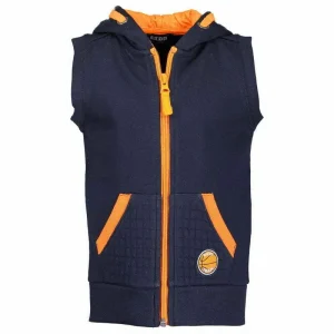 Blue Seven donkerblauw mouwloos jongens sweatvest youth tonic met capuchon