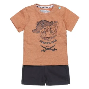 Dirkje jongens baby kledingsetje pirates roestbruin 2 delig