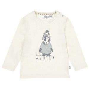 Dirkje jongens babyshirtje pinguin off-white