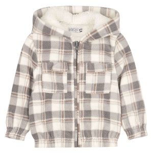 Dirkje fleece jongens jack met teddy geruit
