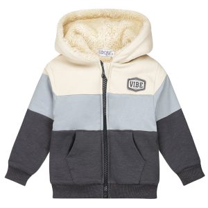 Dirkje jongens buitenvest met teddy gestreept