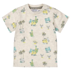 Dirkje jongensshirtje scooters off-white gemêleerd