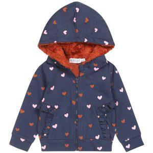 Dirkje meisjes vest Kindness met capuchon donkerblauw