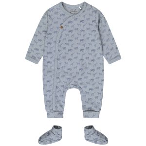 Dirkje Newborn jongens boxpakje met slofjes safari grijsblauw