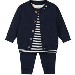 Dirkje newborn jongens kleding setje donkerblauw-créme