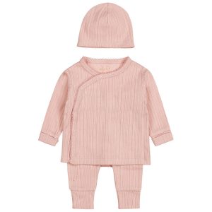 Dirkje newborn meisjes kleding setje met mutsje oudroze