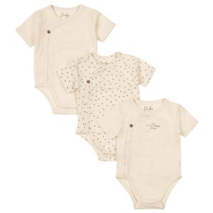 Dirkje newborn overslagrompertjes korte mouw créme 3 pack