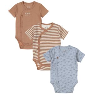 Dirkje newborn jongens overslagrompertjes korte mouw 3 pack