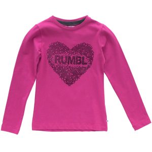 Rumbl meisjes shirt hartje fuchsia lange mouw