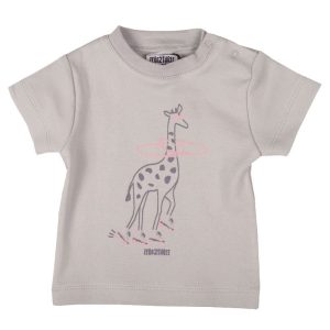 Zero2Three Newborn grijs meisjes baby shirt Giraffe korte mouw