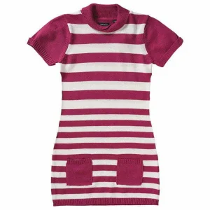 Blue Seven gebreid bordeaux rood gestreept meisjes jurkje