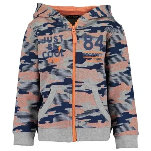 Blue Seven grijs jongens camouflage sweatvest  met capuchon